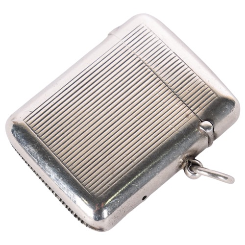 2688B - SAMPSON MORDAN & CO - an Edwardian silver 'Seamless Non Choke' Vesta case, Chester 1909, ribbed deco... 