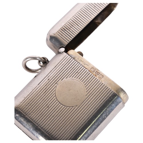 2688B - SAMPSON MORDAN & CO - an Edwardian silver 'Seamless Non Choke' Vesta case, Chester 1909, ribbed deco... 