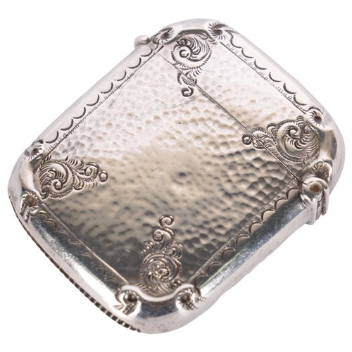 2688C - A late Victorian silver Vesta case, Abraham Meyer Blanckensee, Birmingham 1898, planished and relief... 