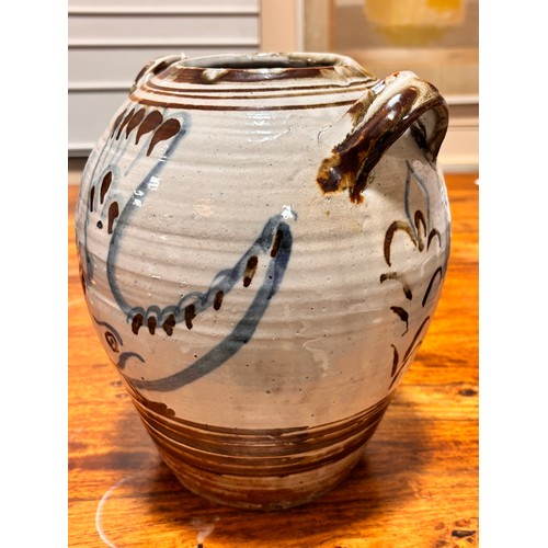 322 - SETH CARDEW (1934-2016), Wenford Bridge pottery, a two handled jar with dove decoration, makers mark... 