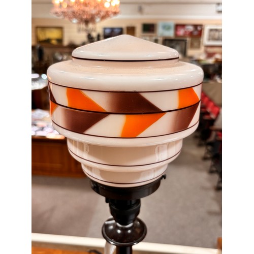 99 - Art Deco Bakelite table lamp, with coloured glass shade, height 47cm