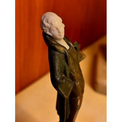 27 - Josef Lorenzl, Art Deco Austrian bronze and ivory figure of a lady, circa 1930, signed, onyx base, h... 