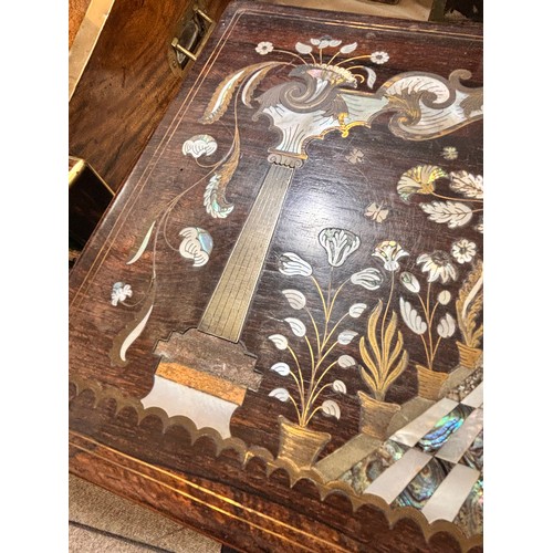 890 - A 19th century rosewood and marquetry inlaid writing slope, length 41cm