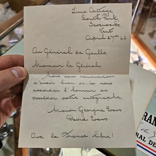 794 - Charles de Gaulle (1890 - 1970), original autograph dated July 22nd 1942, in leather autograph album... 