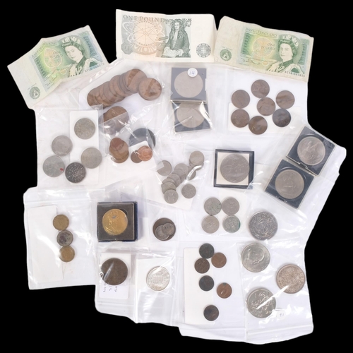 33 - A collection of British pre-decimal and other coins, and banknotes