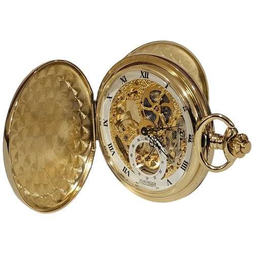 2087 - JEAN PIERRE - a gold plated G250 PM Skeleton keyless full hunter pocket watch, skeleton dial with ou... 