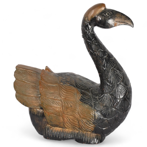 112 - A Folk Art carved and painted wood study of a duck, H37.5cm