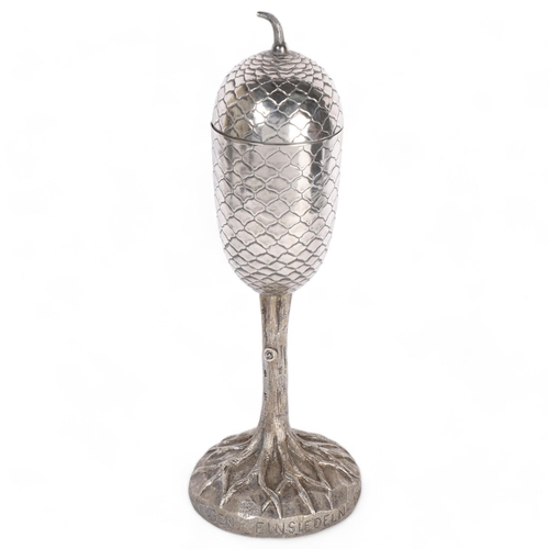 118 - An early 20th century Swiss Arts and Crafts/Jugendstil silver plated lidded cup/trophy for the 1911 ... 