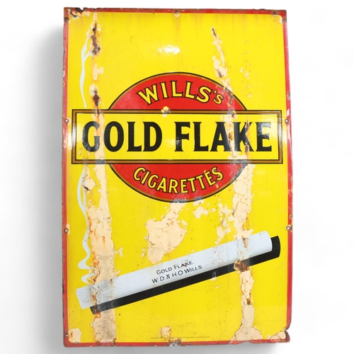 136 - An Antique enamel sign for Wills's Gold Flake Cigarettes, 61cm x 91cm