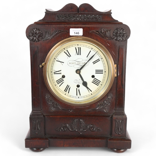 146 - An Antique rosewood-cased mantel clock, 8-day chiming movement marked Enfield Clock Company, and lat... 