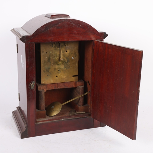 151 - Benjamin Simpkin, London, early 20th century mahogany dome-top cased mantel clock, with 8-day moveme... 