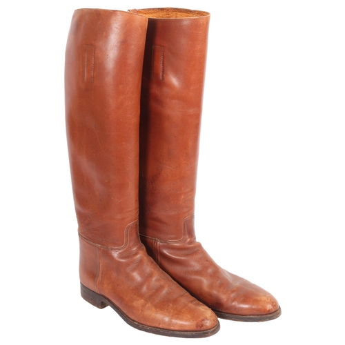 171 - A pair of brown leather riding boots, with plastic boot trees