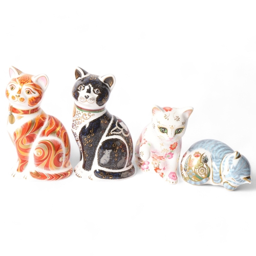 18 - Royal Crown Derby, a collection of 4 cat paperweights, including War Cat, a limited edition 434 of 5... 