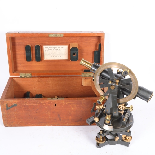 181 - Stanley, a brass and oxidised theodolite by Stanley London, no. 9975, in fitted case