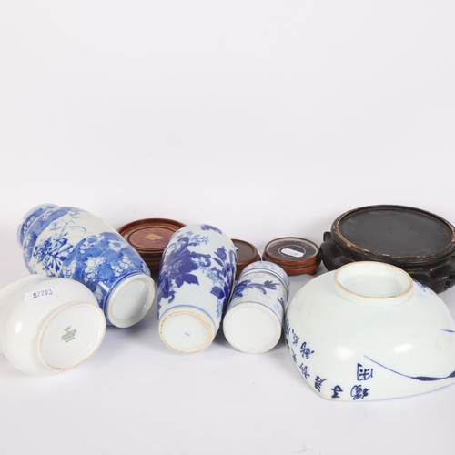 229 - A selection of Chinese and other ceramic items, including a Chinese blue and white lidded spice jar,... 