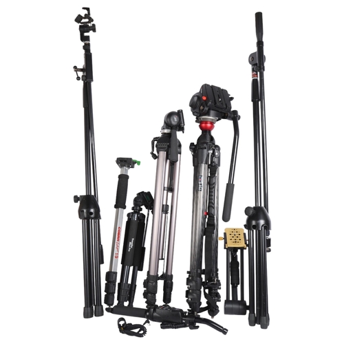 312 - A Manfrotto 754 carbon fibre tripod, with 501HDV cine/video head and QR plate, in associated Manfrot... 