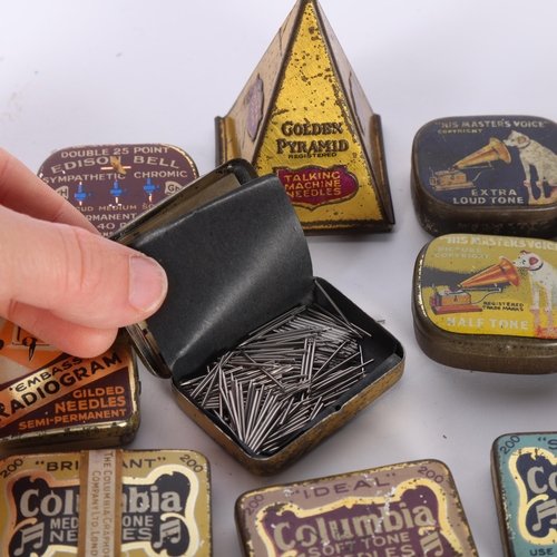 39 - A collection of early 20th century needle advertising tins, including Golden Pyramid Talking Machine... 