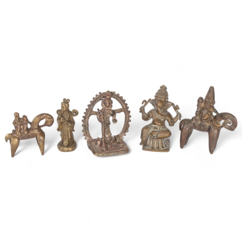 45 - A group of cast bronze and metal figures, including a study of Ganesh, an African Dogon, etc (5)