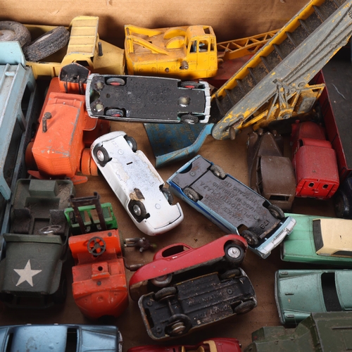 583 - Tray of Vintage Dinky cars and trucks, including Ford Zephyr, Ford Thunderbird, Hudson Sedan, car tr... 