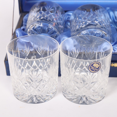 587 - A set of 4 Thomas Webb crystal Whisky tumblers, in presentation case