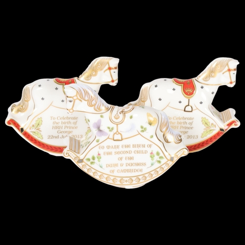 59 - Royal Crown Derby, 3 rocking horses, 1 depicting the birth of the second child of the Duke and Duche... 