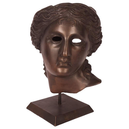 595 - A large reproduction cast-bronze bust, study of Aphrodite on stand, H45cm