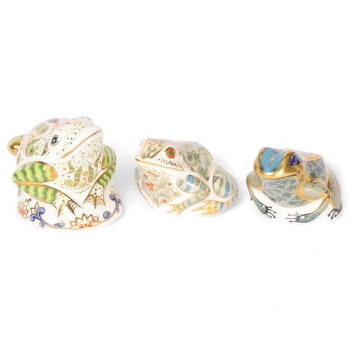 65 - Royal Crown Derby, 3 frog paperweights, including Fountain Frog, Toad which is a limited edition no.... 