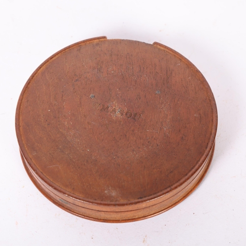 86 - SPANISH NAVAL INTEREST - A circular treen box and cover made from a Spanish 80-gun ship-of-the-line,... 