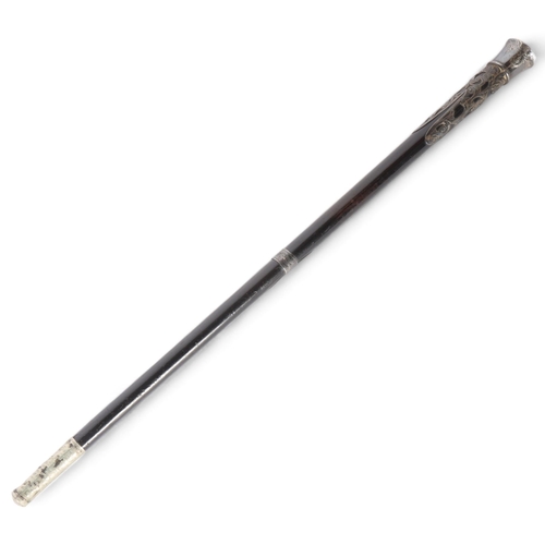 88 - A Victorian ebony and silver plate mounted conductor's baton, with presentation plaque, which was pr... 