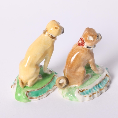 9 - Derby, a 19th century porcelain study of a seated Pug on its haunches, with a painted collar, L8.5cm... 