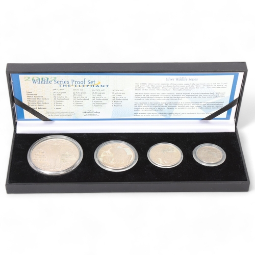 95 - A cased South African proof set of 4 silver coins from the Wildlife Series 