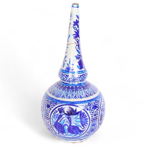 798 - An Islamic pottery rose water sprinkler, hand painted decoration, H30cm