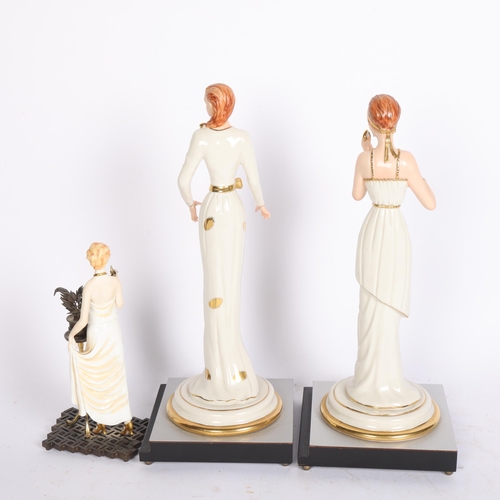 800 - 2 Italian figurines on stands, H33cm, together with another figurine (3)