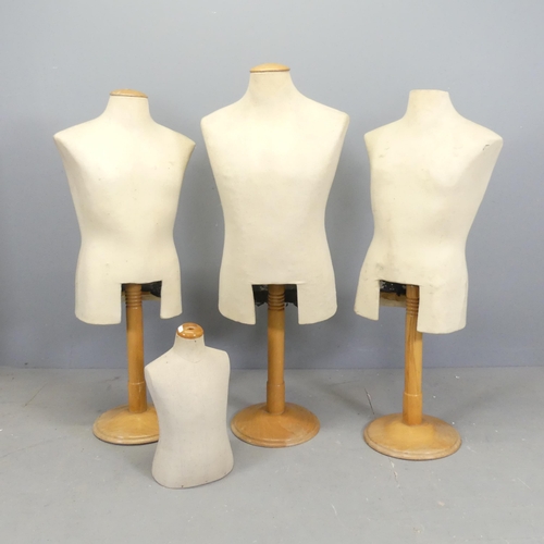 2673 - Four various shop-display mannequins on three stands, labelled for Universal Display, London. Talles... 