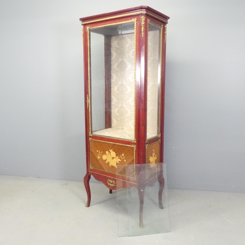 2681 - A modern French display cabinet, with brass mounts, two adjustable shelves and marquetry inald decor... 