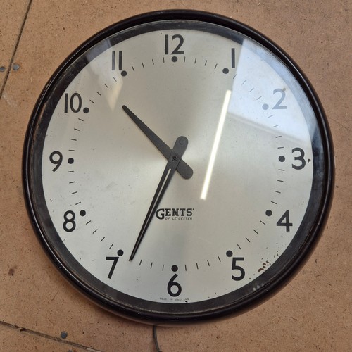 184 - Gent of Leicester, a mid-century teak-cased electric master clock, with pendulum, together with 4 Ge... 