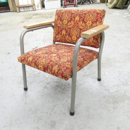 2690 - A mid-century style child's chair with tubular metal frame. Overall 41x42x39cm.