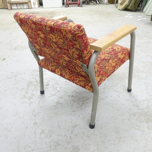 2690 - A mid-century style child's chair with tubular metal frame. Overall 41x42x39cm.