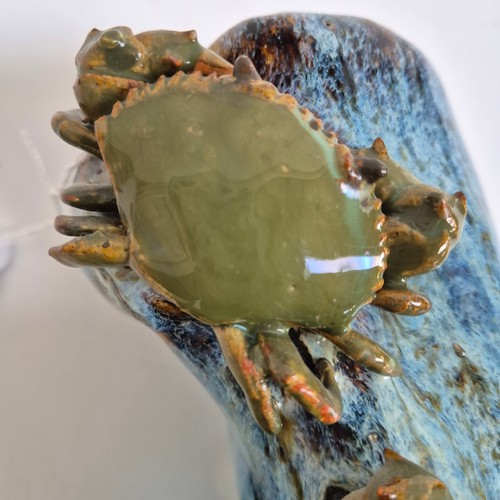 57 - A Chinese pottery turquoise glazed crab vase, H18.5cm