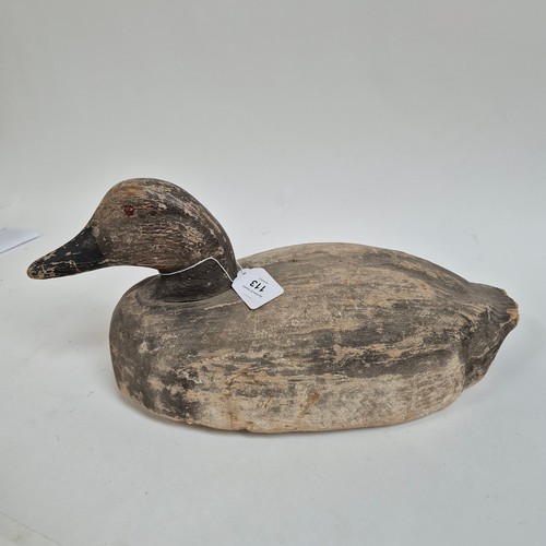 113 - A Vintage painted wood duck decoy, H21cm