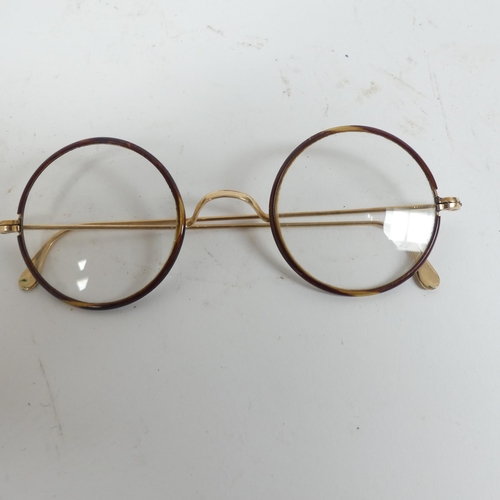75 - A pair Vintage gold plated glasses, a pair of pince nez glasses, etc