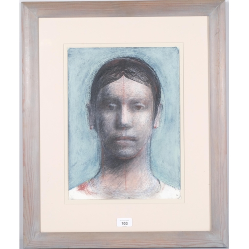 608 - Robert Clatworthy RA (1928 - 2015), portrait of a young man, pastels on paper, 1993, 38cm x 28cm, fr... 