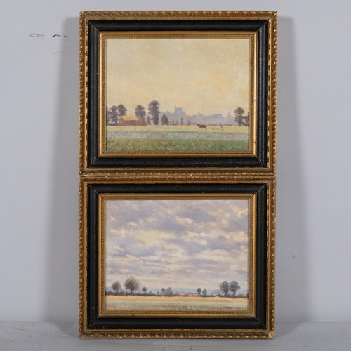 236 - Pair of landscapes near Windsor, oils on board, 1928, unsigned, 17cm x 23cm, framed