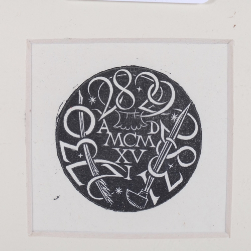 244 - Eric Gill, Rondel, original woodblock print, 1916, by St Dominic's Press, 3.5cm diameter