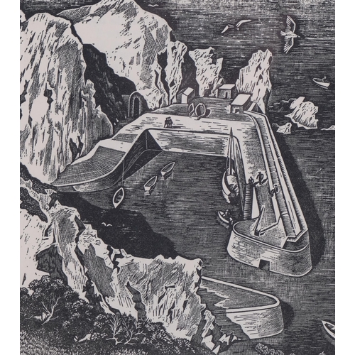 246 - Guy Malet, Creux harbour, wood engraving, published in the London Mercury 1936, image 14cm x 12.5cm,... 