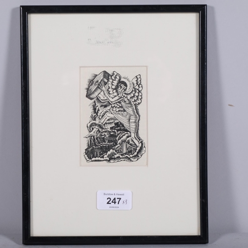 247 - Eric Gill, 3 wood engravings, including the revelation published 1936, 11cm x 7cm, framed (3)