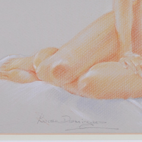 255 - Luisa Dominguez, nude life study Isabel, coloured pastels on paper, signed, 25cm x 25cm, framed