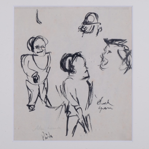 257 - Alan Lowndes (1921 - 1978), sheet of character sketches, pen and ink, signed in pencil, 27cm x 23cm,... 