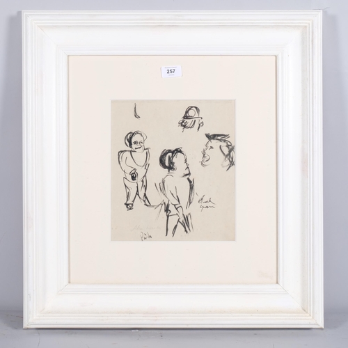 257 - Alan Lowndes (1921 - 1978), sheet of character sketches, pen and ink, signed in pencil, 27cm x 23cm,... 