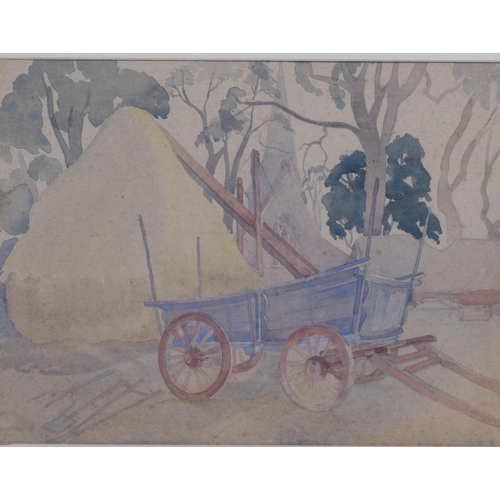 265 - Phyllis Johnston, hay cart, watercolour, 25cm x 35cm, framed